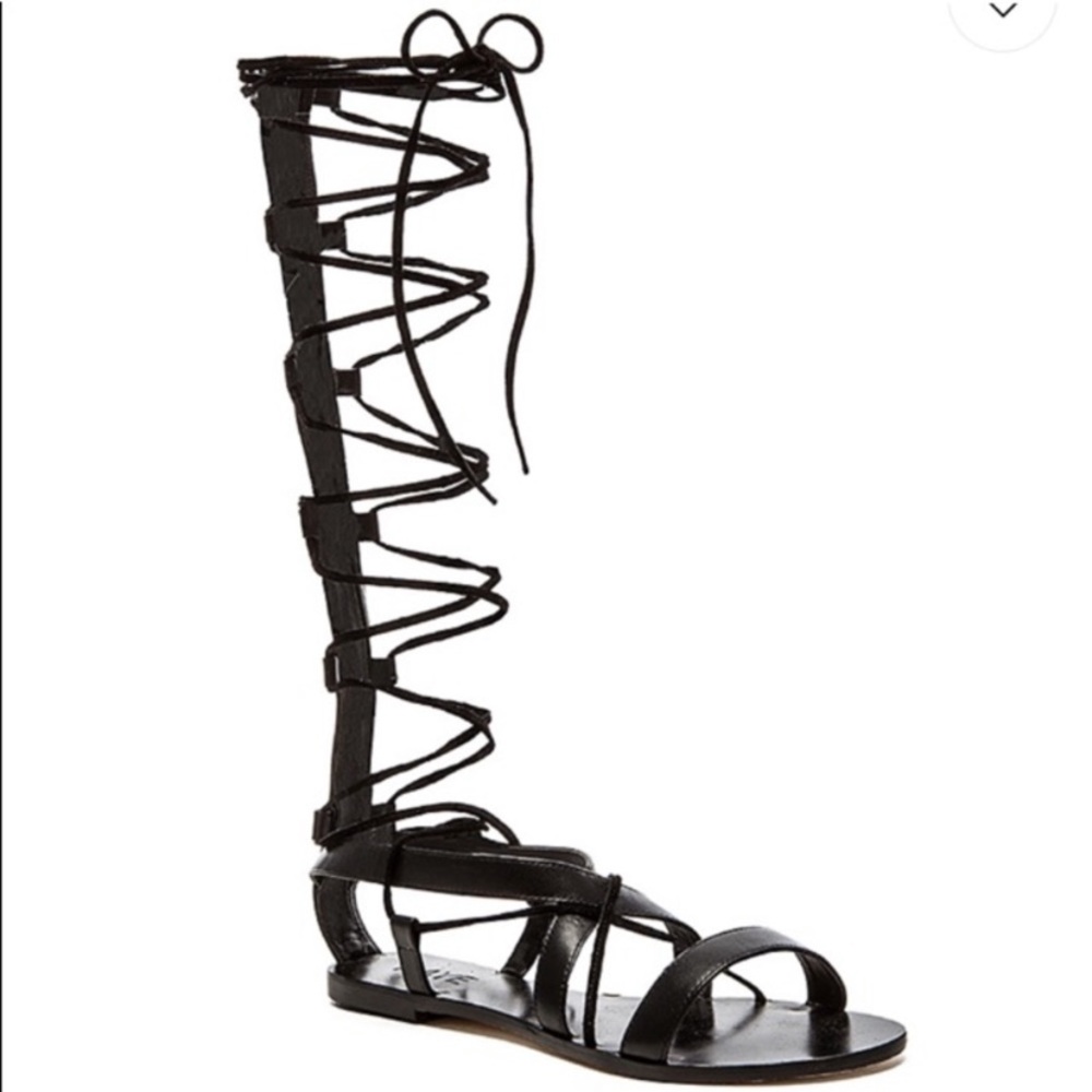 Black 100% leather RAYE gladiator sandals